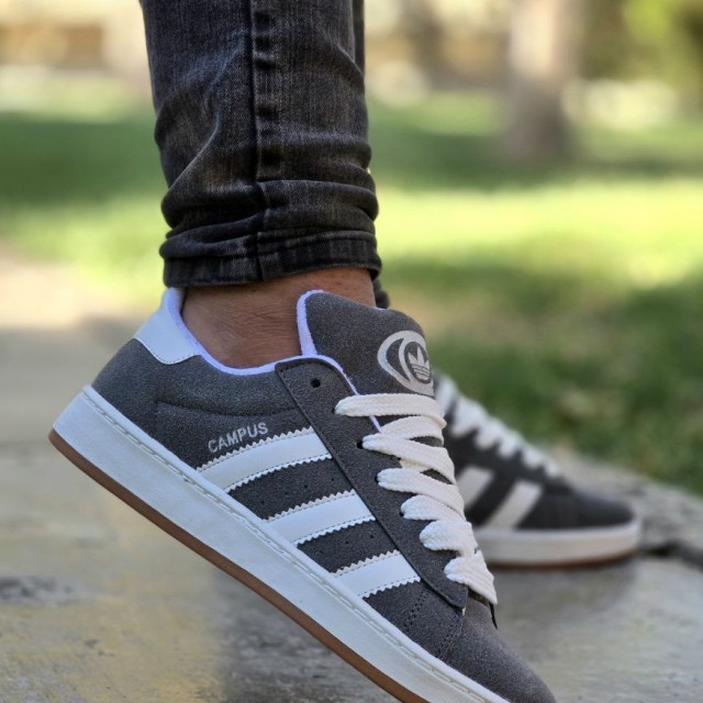 حراج باورنکرنی کفش کتونی اسپرت ونس مردانه پسرانه مدل campus به روز و خوش پا رنگ طوسی تیره باارسال رایگان