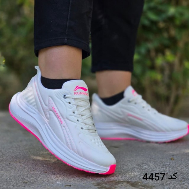 حراج  استثنایی کفش کتونی اسپرت زنانه دخترانه مدل فشیون  زیبا و بادوام  رنگ سفید صورتی  با ارسال رایگان کد4457