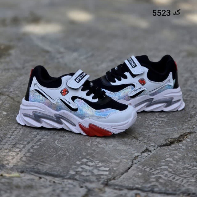 فروش فوق العاده کفش اسپرت بچگانه مدل S ساحل  بسیار زیبا و به صرفه رنگ سفید مشکی با ارسال رایگان کد 5523