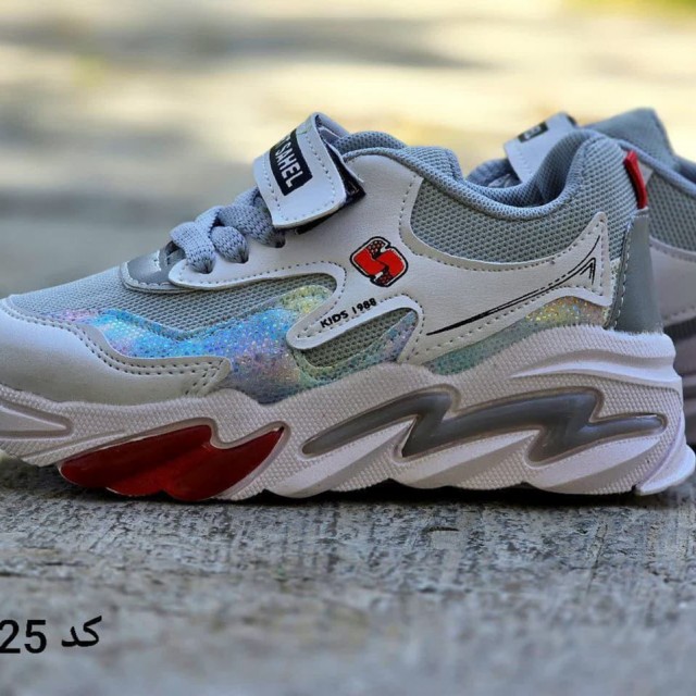 حراج  فوق العاده کفش اسپرت بچگانه مدل S ساحل بی نهایت شیک  و پرطرفدار رنگ سفید طوسی با ارسال رایگان کد 5525