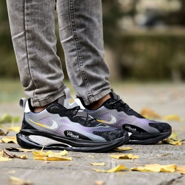 فروش فوق العاده کفش اسپرت  مردانه و پسرانه  مدل نایک زیره کپسولی کاملا راحت و جذاب رنگ مشکی طوسی یاسی  با ارسال رایگان