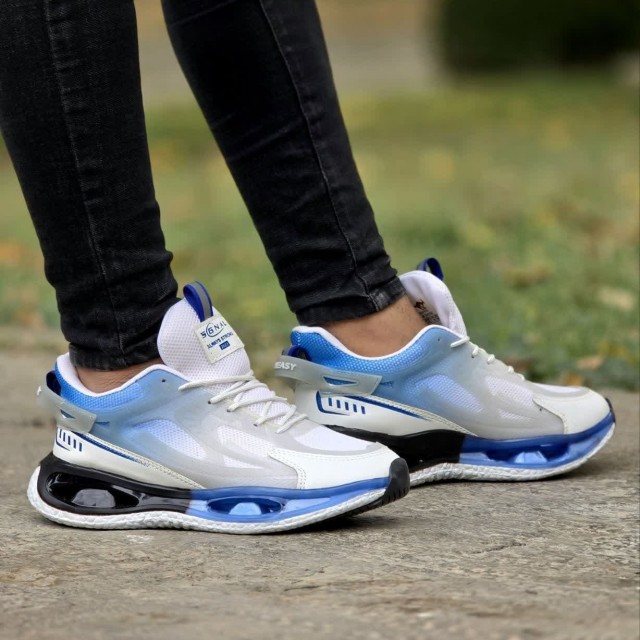 حراج  کفش اسپرت  مردانه و پسرانه  مدل نایک زیره کپسولی  بینهایت خاص و پرفروش رنگ سفید ابی مشکی  با ارسال رایگان