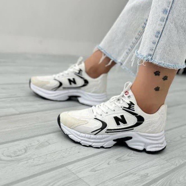 افر ویژه کفش کتونی اسپرت زنانه دخترانه مدل نیوبالانس نرم و راحت رنگ سفید مشکی با ارسال رایگان