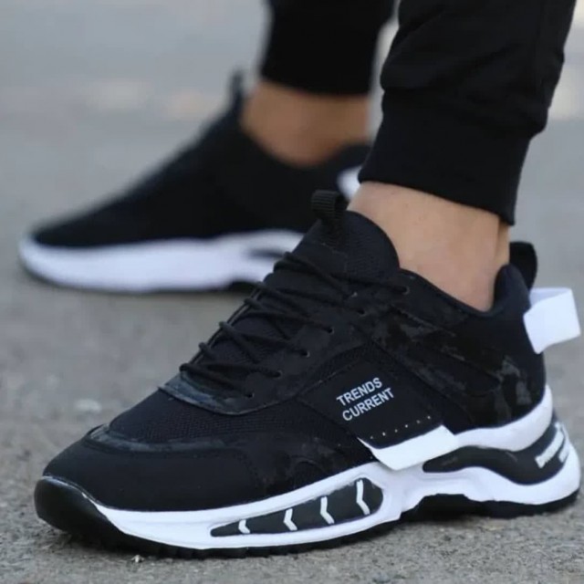 فروش ویژه  کفش کتونی اسپرت مردانه و پسرانه مدل ترند شیک و به روز رنگ مشکی سفید  با ارسال رایگان کد 3640