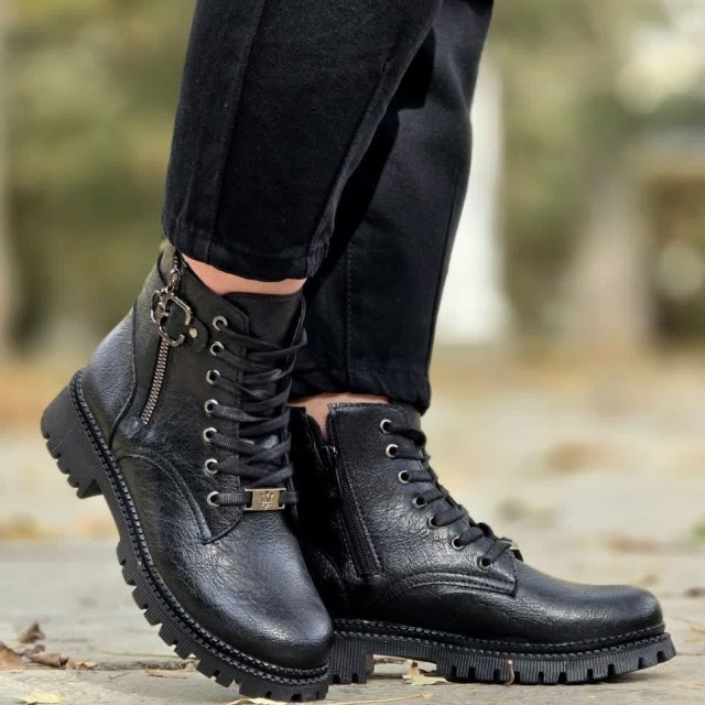 فروش فوق العاده  کفش نیم بوت زنانه دخترانه مدل مونیکا شیک و راحت  رنگ مشکی  باارسال رایگان