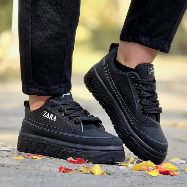 تخفیف ویژه کفش کتونی اسپرت دخترانه مدل زارا رنگ مشکی تمام  جذاب و شیک با ارسال رایگان