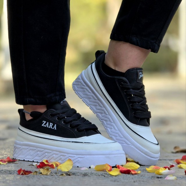 فروش فوق العاده  کفش کتونی  دخترانه و زنانه  مدل زارا رنگ  سفید مشکی   خاص ترین کار دخترانمون  با ارسال رایگان