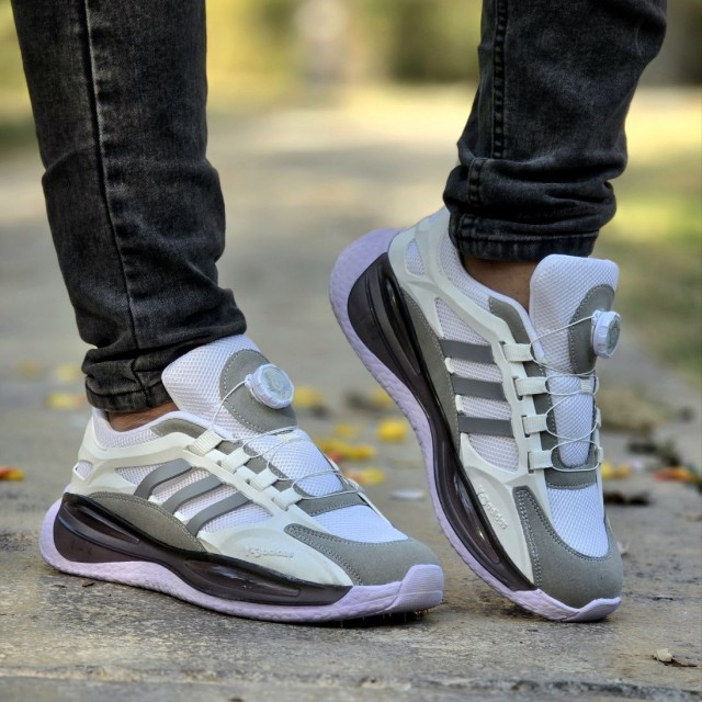 فروش باورنکردنی کفش کتونی اسپرت پمپی مردانه و پسرانه مدل  آدیداس رنگ سفید طوسی  با کیفیت عالی و با دوام  با  ارسال رایگان