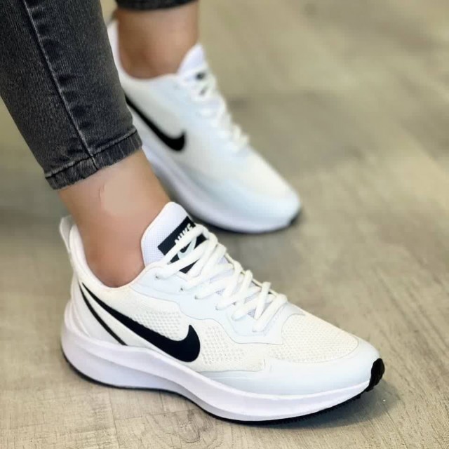 فروش باورنکردنی کفش کتونی اسپرت زنانه و دخترانه  مدل نایک رنگ سفید مشکی  فوق العاده شیک و خوشپا با ارسال رایگان