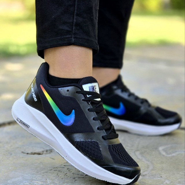 فروش خاص کفش کتونی  اسپرت نایک اسپیسر زنانه دخترانه زیبا و دلبر رنگ مشکی رنگین کمانی باارسال رایگان