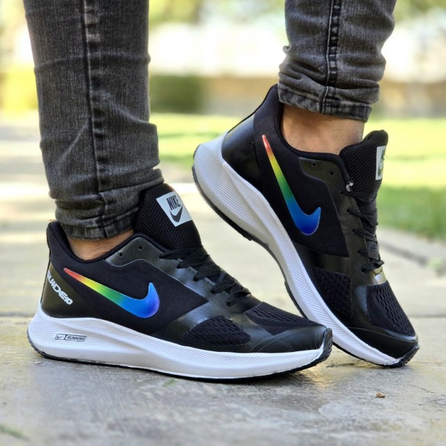 تخفیف فوق العاده کفش اسپرت مردانه پسرانه مدل نایک اسپیسر شیک و جدید رنگ مشکی رنگین کمانی  باارسال رایگان