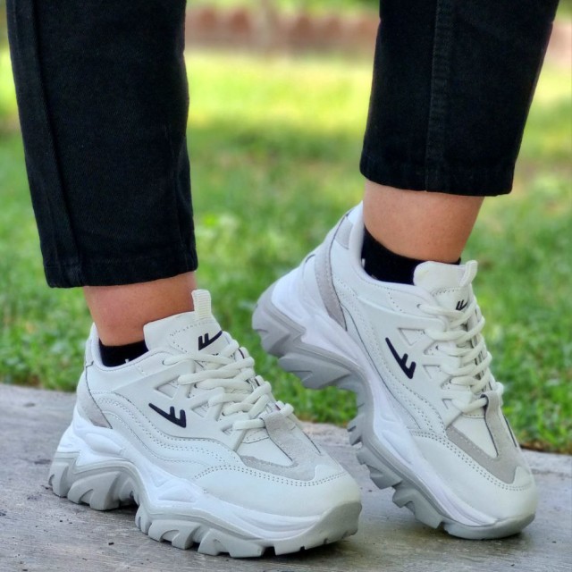 فروش واقعی کفش اسپرت دخترانه زنانه مدل یاموتا شیک و زیبا رنگ سفید طوسی باارسال رایگان