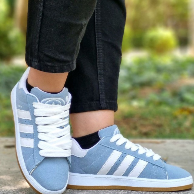 فروش جدیدترین  کفش ونس زنانه دخترانه مدل campus محکم و مقاوم  رنگ آبی سفید باارسال رایگان