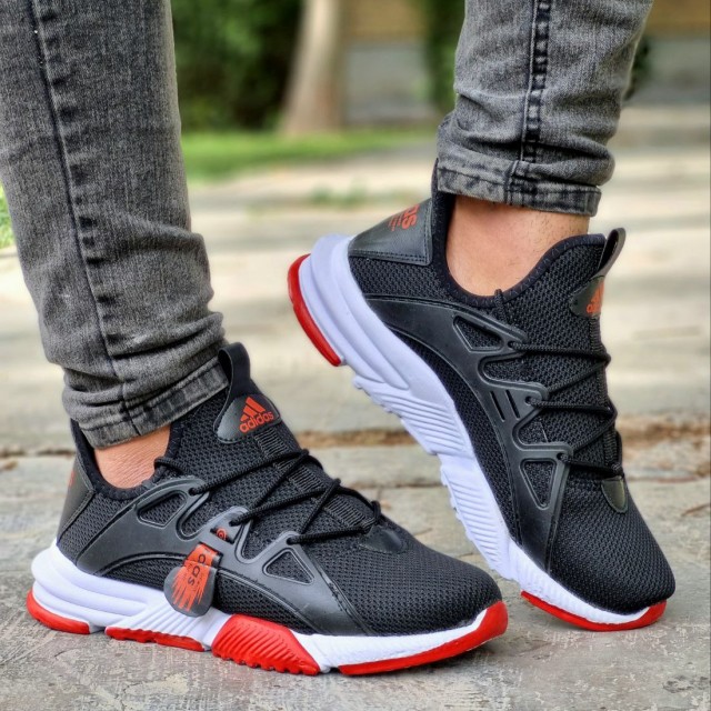 تخفیف ویژه کفش اسپرت مردانه  مدل پیاده روی بافت جورابی کاملا مناسب و کاربردی رنگ مشکی قرمز باارسال رایگان