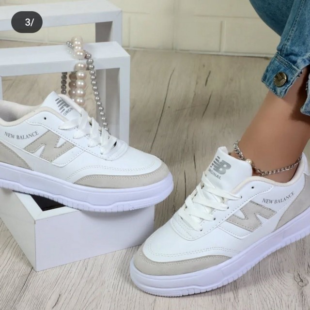 فروش واقعی کفش کتونی اسپرت دخترانه و زنانه مدل ونس طرح نیوبالانس بسیار جذاب رنگ سفید طوسی با ارسال رایگان