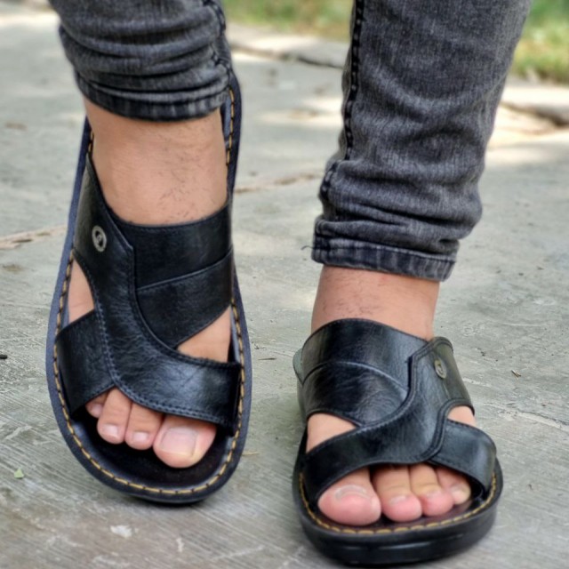 حراج محدود دمپایی صندل  مردانه طبی  با دوام بالا رنگ مشکی باارسال رایگان