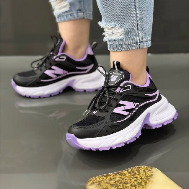 فروش  جذاب  کفش کتونی  اسپرت دخترانه دلبر مدل نیوبالانس جدید و خاص رنگ مشکی یاسی  با ارسال رایگان