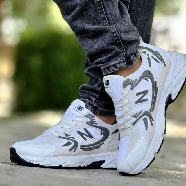 فروش  کفش کتونی اسپرت پسرانه و مردانه مدل نیوبالانس 530 نرم و راحت  رنگ  سفید طوسی با ارسال رایگان