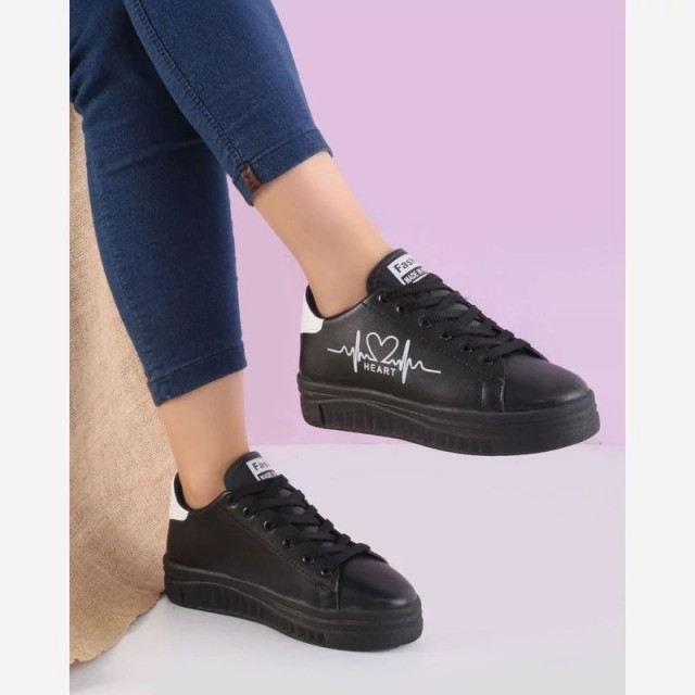 فروش فوق العاده  کفش اسپرت زنانه دخترانه مدل ونس ضربان شیک و منحصربفرد رنگ مشکی سفید  با ارسال رایگان