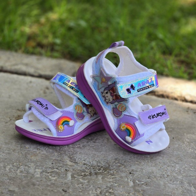 حراج فوق العاده صندل دخترانه بچگانه شیک و دلبر رنگ سفید بنفش با ارسال رایگان