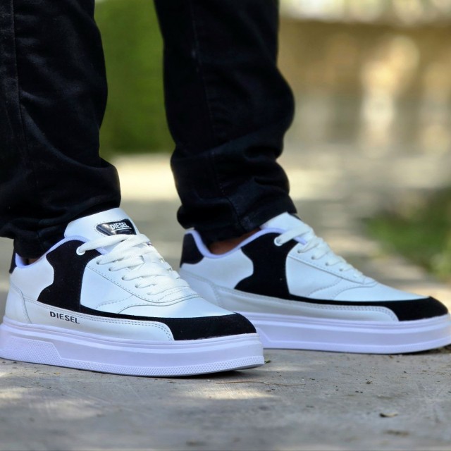 حراج خاص کفش اسپرت ونس مردونه مدل دیزل Diesel  بادوام و مقاوم رنگ سفید مشکی  با ارسال رایگان