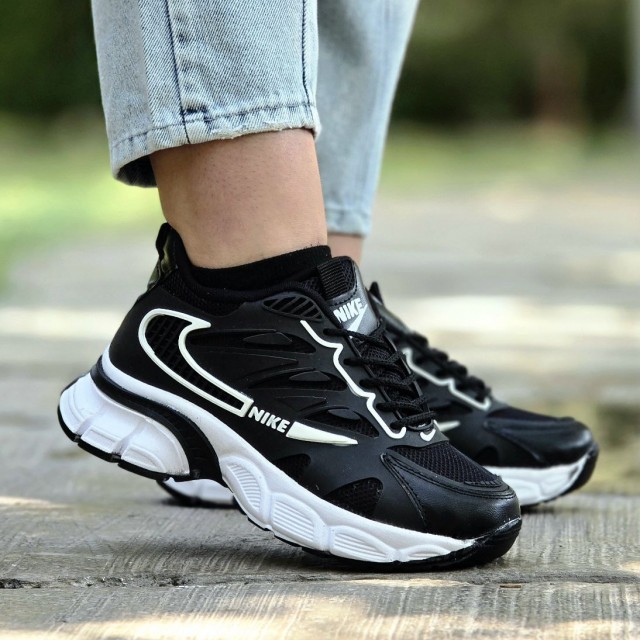 فروش بی نظیر کفش کتونی اسپرت  نایک برعکس زنانه بادوام و با کیفیت رنگ مشکی زیره سفید با ارسال رایگان