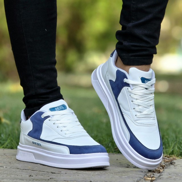 فروش واقعییییی  کفش اسپرت ونس مردانه پسرانه مدل دیزل Diesel  نرم و خوشپا رنگ سفید آبی  با ارسال رایگان