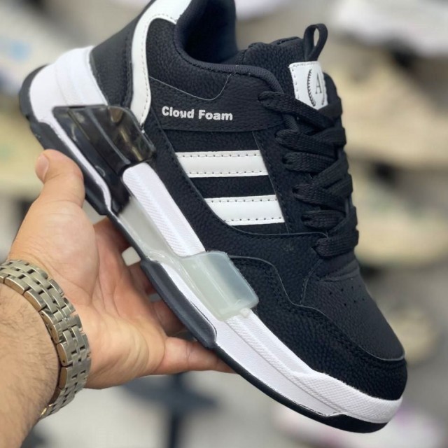 فروش فوق العاده کفش کتونی اسپرت زنانه دخترانه مدل کلود فوم زیبا و خاص رنگ مشکی سفید با ارسال رایگان