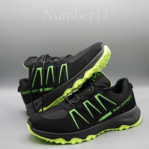 فروش ویژه کفش کتونی اسپرت مردانه پسرانه مدل سالامون جدید و مقاوم رنگ مشکی سبز  با ارسال رایگان