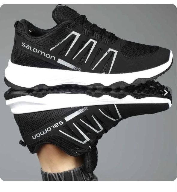 حراج جدید کفش کتونی اسپرت مردانه پسرانه مدل سالامون با دوام و باکیفیت رنگ مشکی سفید  با ارسال رایگان