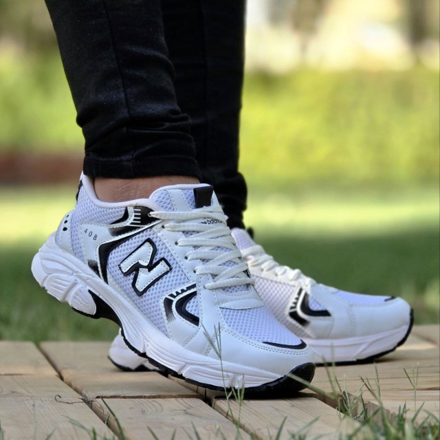 فروش خاص کفش کتونی اسپرت مردانه  مدل نیوبالانس 408 جذاب و بادوام  رنگ سفید مشکی  با ارسال رایگان