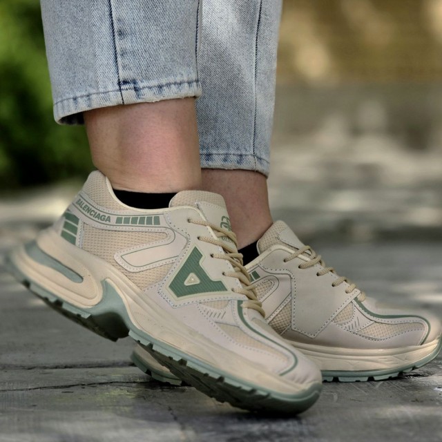 حراج فوق العاده کفش کتونی اسپرت زنانه دخترانه مدل بالنسیاگا (مدل A̶ برعکس) پرطرفدار و خوش پا رنگ کرم سبز با ارسال رایگان