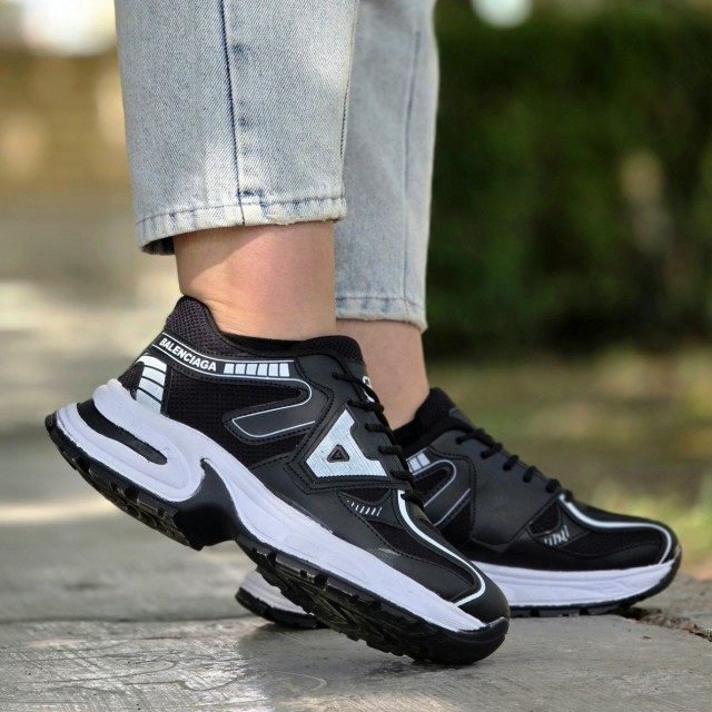 تخفیف استثنایی کفش کتونی اسپرت زنانه دخترانه مدل بالنسیاگا (مدل A̶ برعکس) شیک و راحت رنگ مشکی زیره سفید با ارسال رایگان