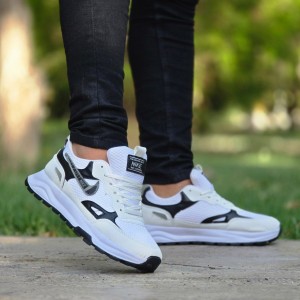 فروش جذاب کفش کتونی اسپرت نایک مردانه پسرانه خاص و شیک رنگ سفید مشکی با ارسال رایگان