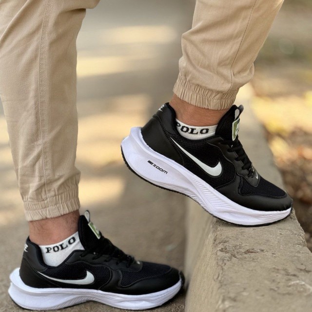 فروش جدیدکفش کتونی اسپرت ست نایک  زنانه و مردانه با کیفیتی عالی رنگ مشکی سفیدبا ارسال رایگان