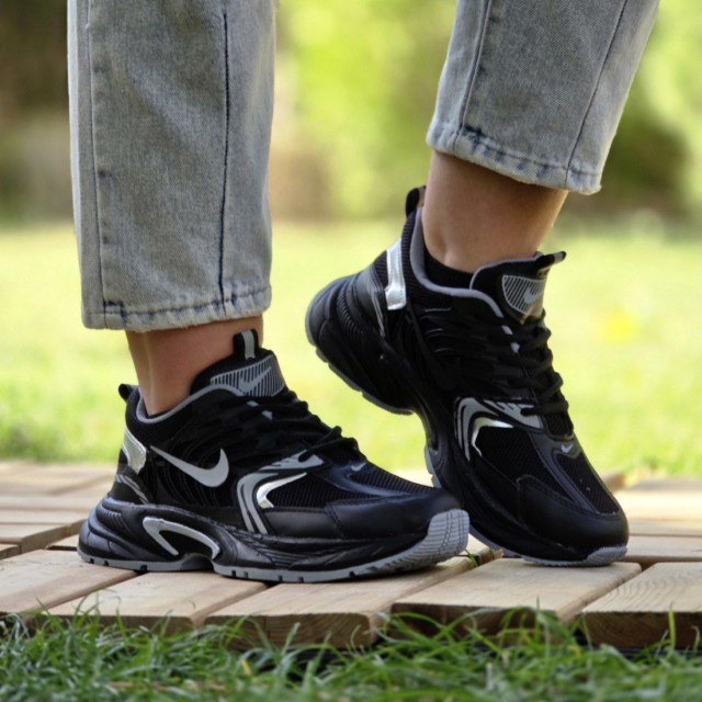 فروش  بی نظیر کفش کتونی اسپرت زنانه دخترانه مدل نایک شیک و مدرن رنگ مشکی نقره ای  طوسی با ارسال رایگان