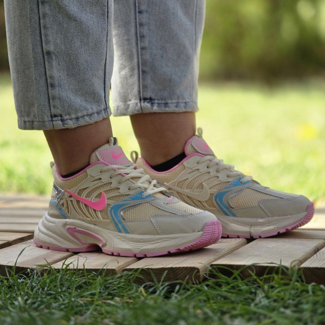 فروش  شگفت انگیز کفش کتونی اسپرت زنانه دخترانه مدل نایک ایده ال برای استفاده روزمره رنگ کرم صورتی ابی   با ارسال رایگان