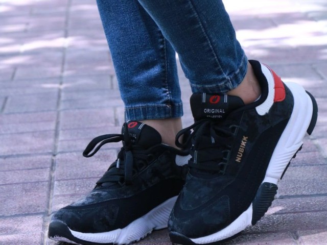 کفش کتونی اسپرت زنانه دخترانه زنانه مدل نبوک پتینه مشکی NUBIKK