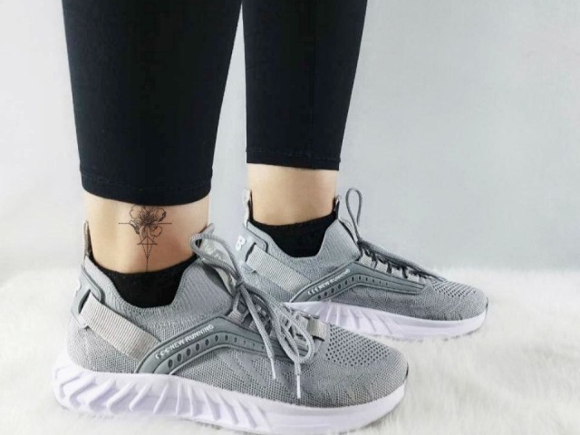 کفش کتونی اسپرت زنانه دخترانه زنانه مدل جورابی طوسی