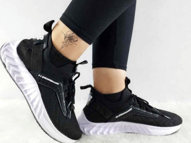 کفش کتونی اسپرت زنانه دخترانه زنانه مدل جورابی مشکی