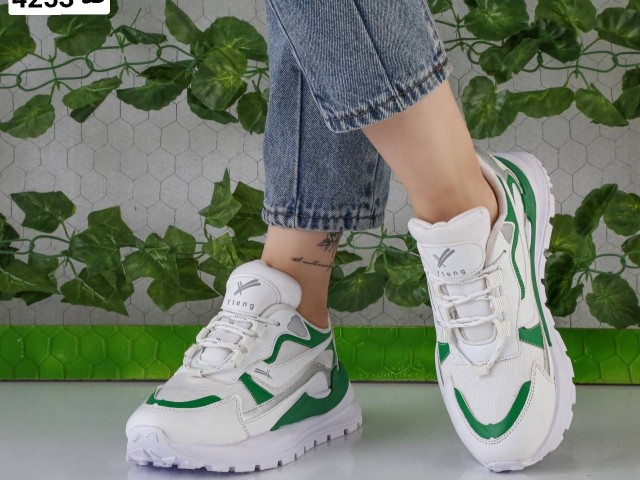 کفش کتونی اسپرت زنانه دخترانه سفید سبز