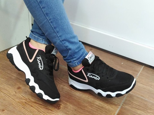 صد در صد طبی با گارانتی 6 ماهه کفش کتونی  اسپرت زنانه دخترانه رامیلا کفش باشگاهی  مشکی مونیخ