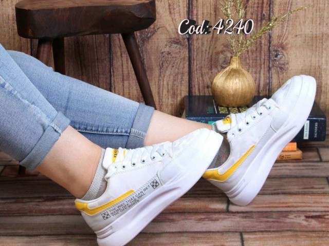 کفش ونس  کتونی اسپرت دخترانه سفید زرد