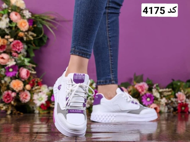 کفش کتونی اسپرت مدل کراش زنانه دخترانه سفید بنفش