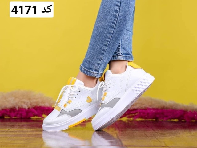 خرید کفش کتونی اسپرت مدل کراش زنانه دخترانه سفید زرد