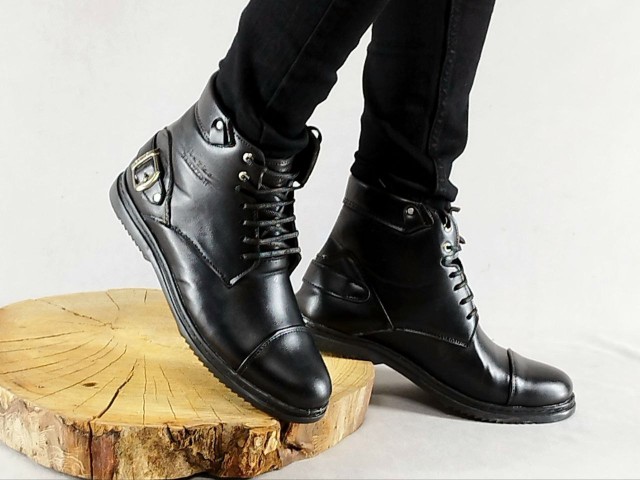 کفش نیم بوت مردانه چرمی  واکس خور شیک دوردوخت