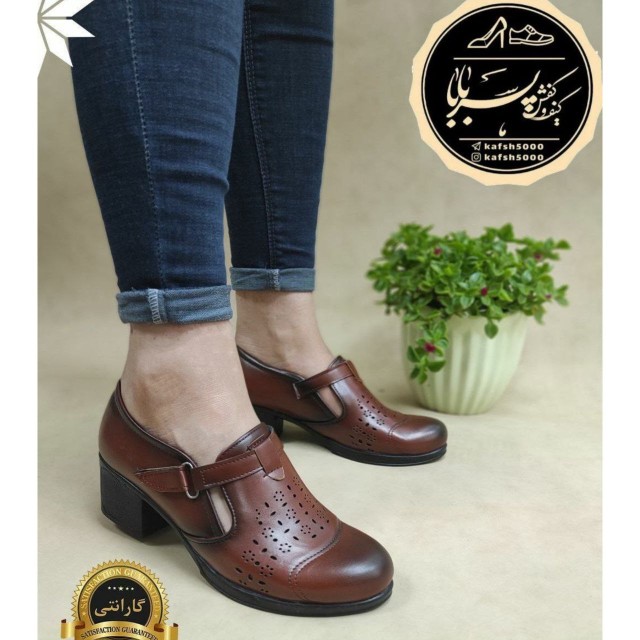 کفش صد در صد طبی  اداری راحتی  زنانه عسلی لژدار
