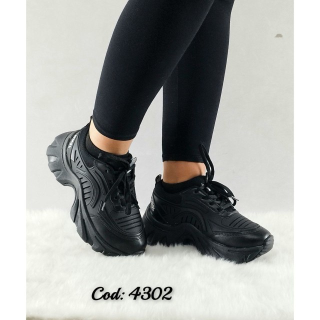 خرید تکی از تولیدی کفش شیک کتونی اسپرت زنانه دخترانه زنانه مدل یاموتا  زیره پیو راحت مشکی  تمام 4302