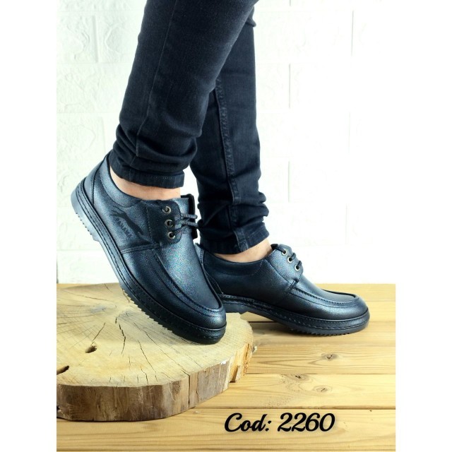 خریدکفش از تولیدی به صورت تکی  کفش مجلسی بندی مردانه چرمی  شیک و بادوام زیره دوردوخت گوزن مشکی  2260