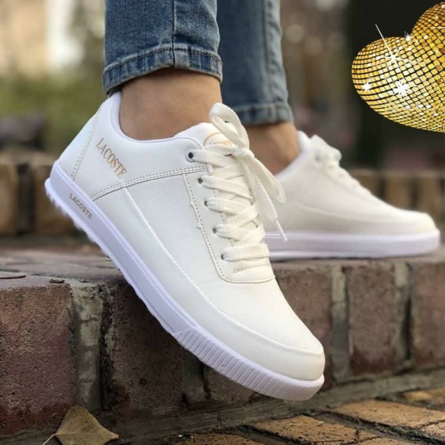 کفش کتونی ونس اسپرت مردانه سفید چرمی مدل لاگوست شیککک